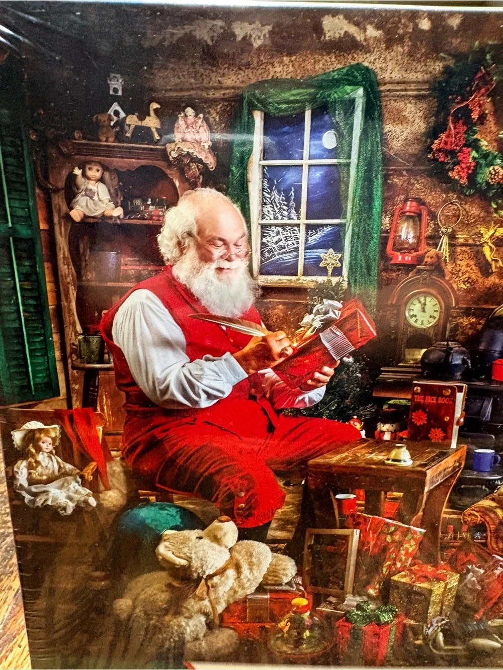 Springbok 500-Piece Santa’s Workshop Jigsaw Puzzle Green & Reds 18”X23.5”